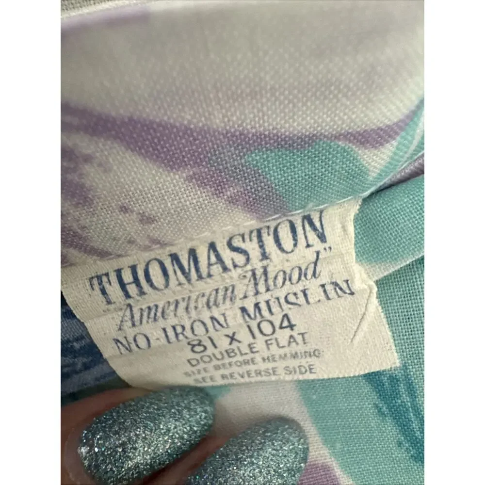 Thomaston American Mood No Iron Muslin Double Flat-Blue & Purple Flower Pattern